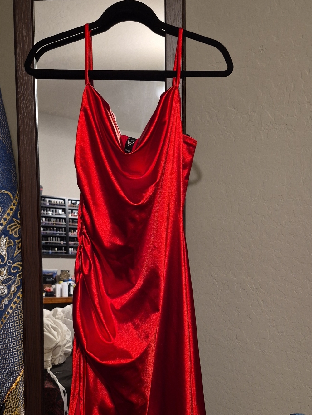 Windsor Red Satin Cowl Slip Dress